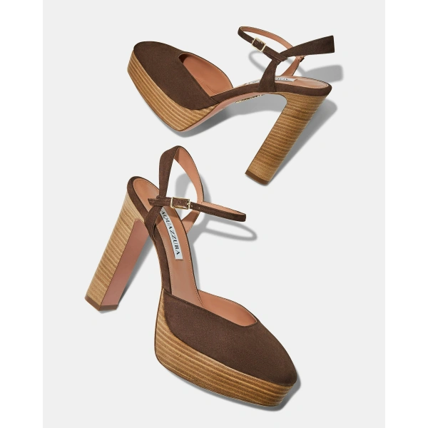 Aquazzura Amira Plateau 110 in Espresso, view 3 | Platform Heels