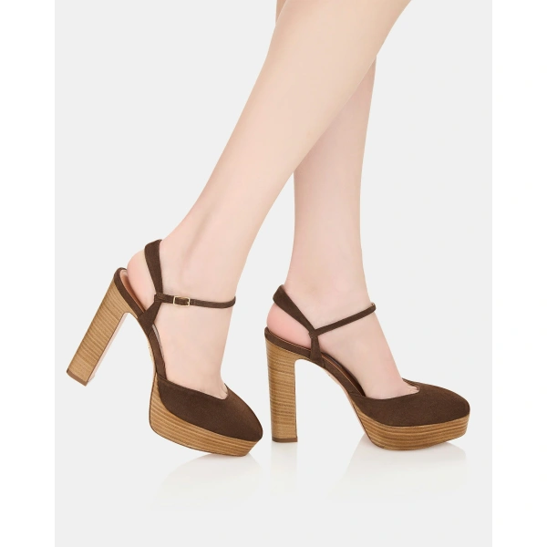Aquazzura Amira Plateau 110 in Espresso, view 5 | Platform Heels