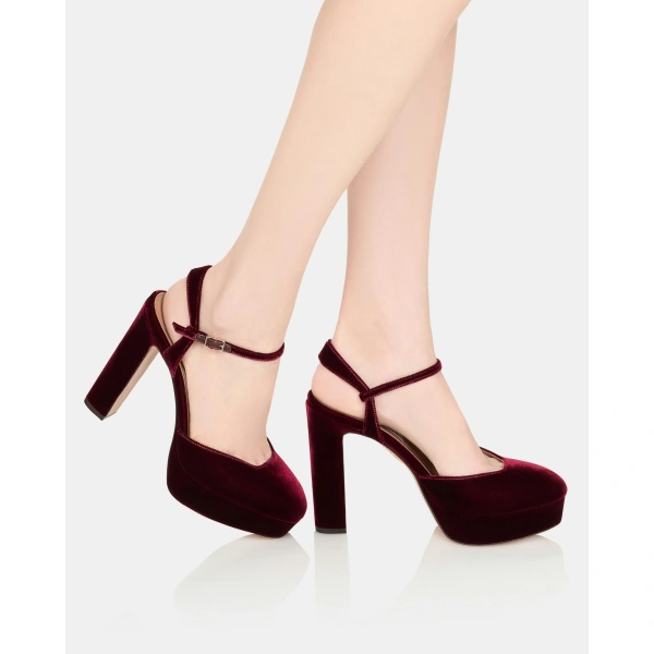 Aquazzura Amira Plateau 110 in Merlot, view 5 | Platform Heels