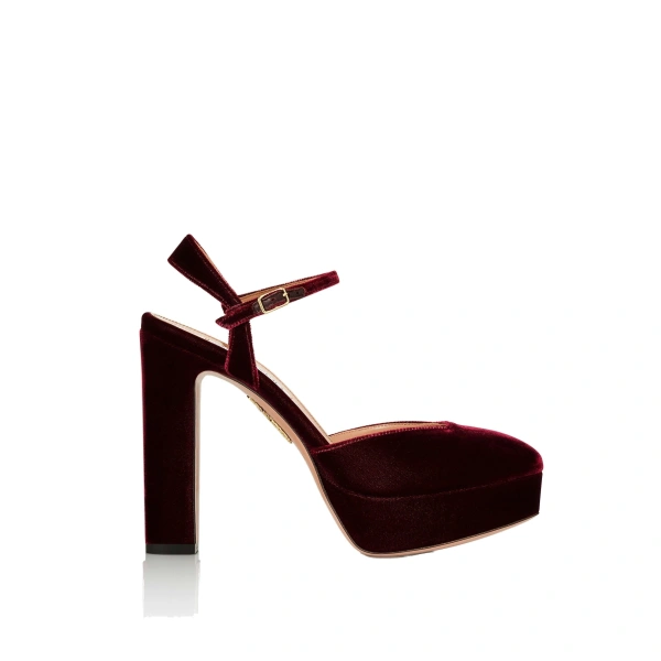Aquazzura Amira Plateau 110 in Merlot | Platform Heels