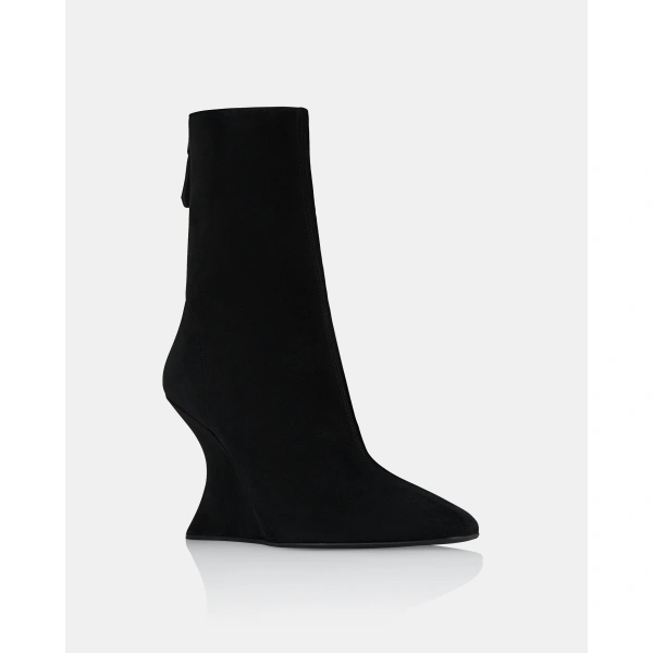 Aquazzura Amore Bootie Wedge 95 in Black, view 2 | Ankle Boots