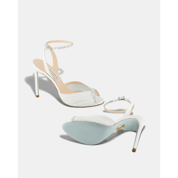 Aquazzura Be Mine Sandal 105 in White, view 3 | Sandals