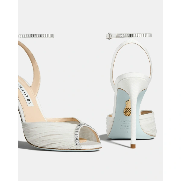 Aquazzura Be Mine Sandal 105 in White, view 4 | Sandals