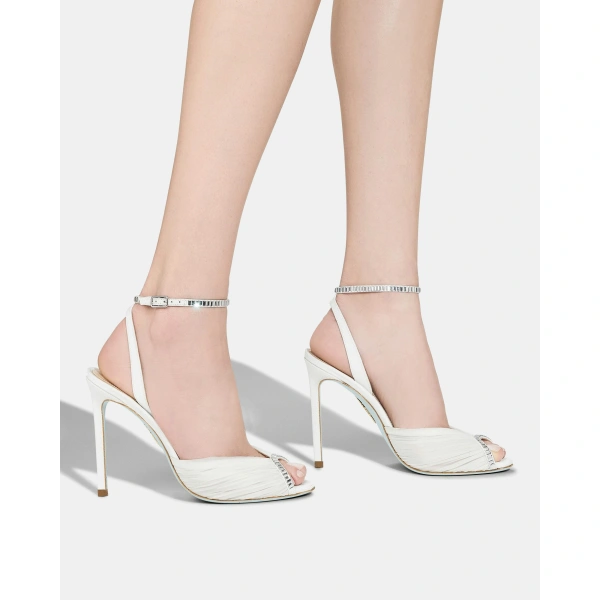 Aquazzura Be Mine Sandal 105 in White, view 5 | Sandals
