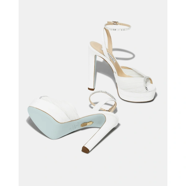 Aquazzura Be Mine Sandal Plateau 130 in White, view 3 | Platform Heels
