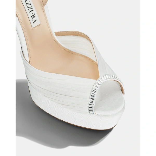 Aquazzura Be Mine Sandal Plateau 130 in White, view 6 | Platform Heels