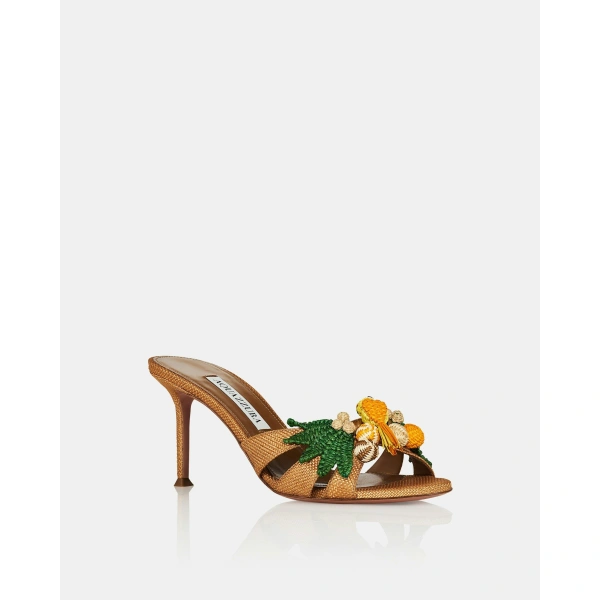 Aquazzura Birdsong Mule 75 in Cognac, view 2 | Mules