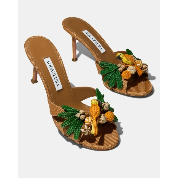 Aquazzura Birdsong Mule 75 in Cognac, view 3 | Mules