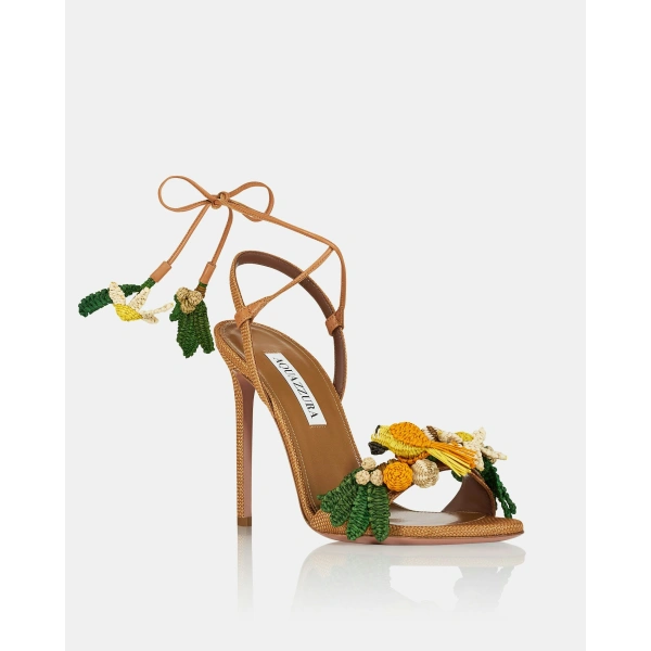 Aquazzura Birdsong Sandal 105 in Cognac, view 2 | Sandals