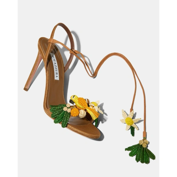 Aquazzura Birdsong Sandal 105 in Cognac, view 3 | Sandals