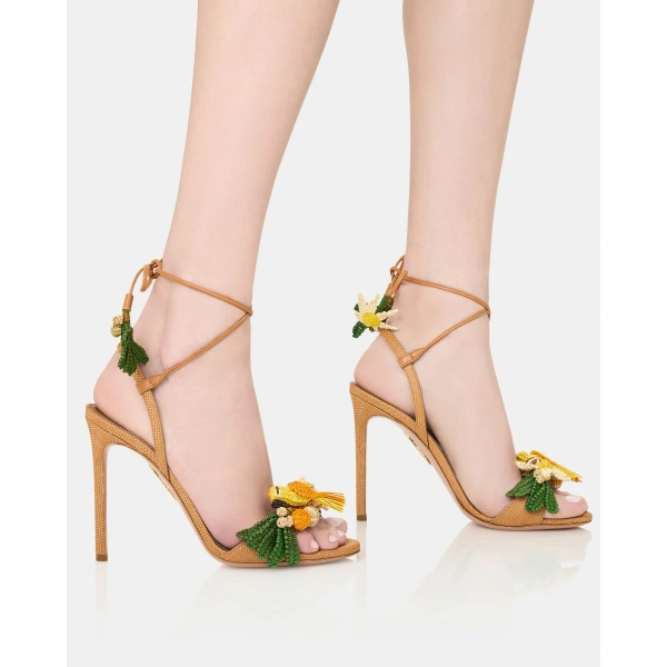 Aquazzura Birdsong Sandal 105 in Cognac, view 5 | Sandals