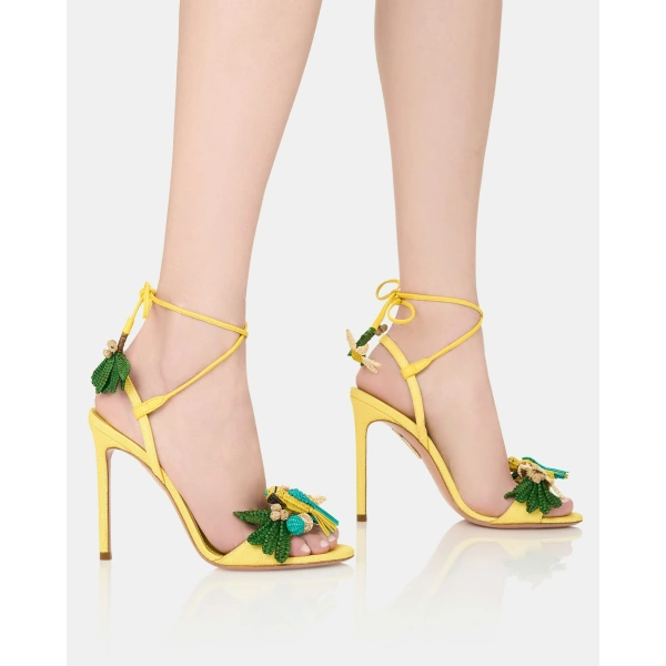 Aquazzura Birdsong Sandal 105 in Daisy, view 5 | Sandals