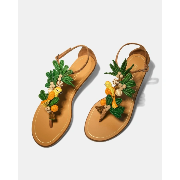 Aquazzura Birdsong Sandal Flat in Cognac, view 3 | Sandals