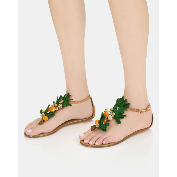 Aquazzura Birdsong Sandal Flat in Cognac, view 5 | Sandals