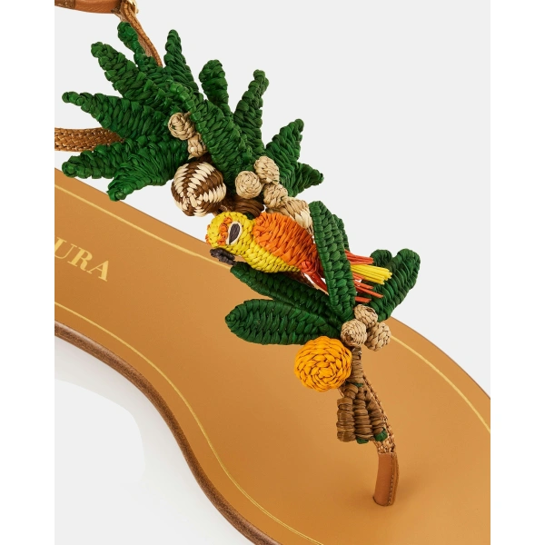 Aquazzura Birdsong Sandal Flat in Cognac, view 6 | Sandals