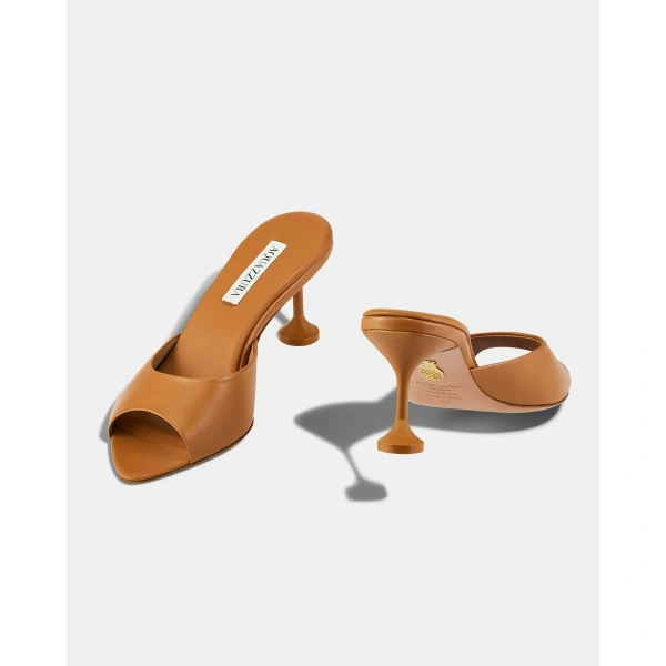 Aquazzura Bisous Mule 65 in Light Caramel, view 3 | Mules
