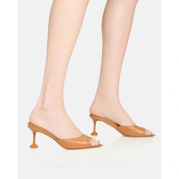 Aquazzura Bisous Mule 65 in Light Caramel, view 5 | Mules