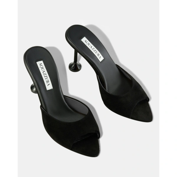 Aquazzura Bisous Mule 85 in Black, view 3 | Mules