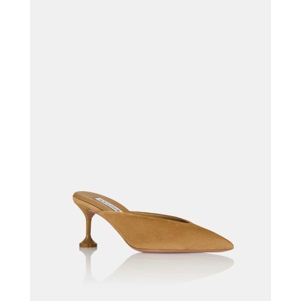 Aquazzura Bisous Mule Pump 65 in Camel, view 2 | Mules