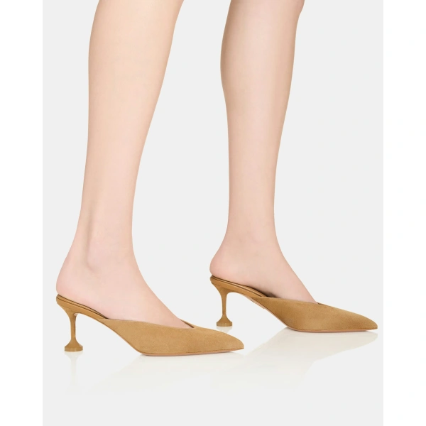 Aquazzura Bisous Mule Pump 65 in Camel, view 5 | Mules