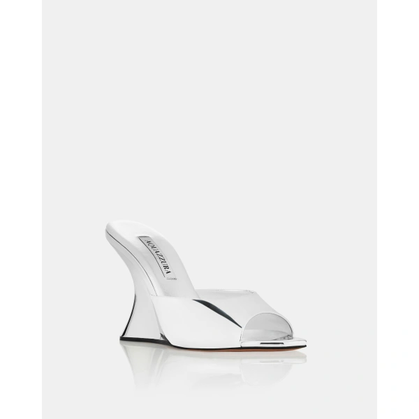 Aquazzura Bisous Wedge 95 in Silver, view 2 | Wedges