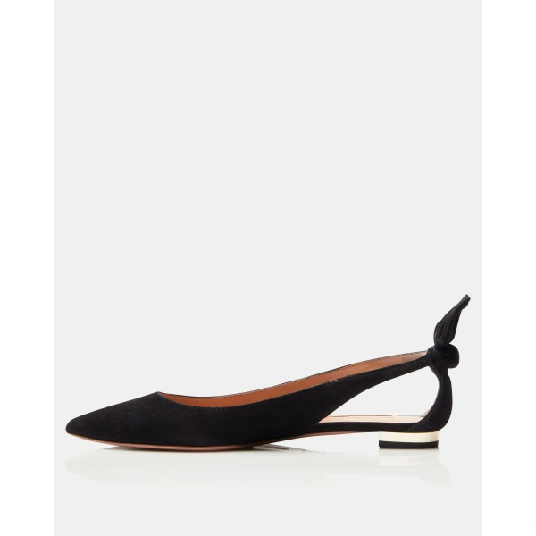 Aquazzura Bow Tie Ballet in Black Suede, view 3 | Ballet Flats
