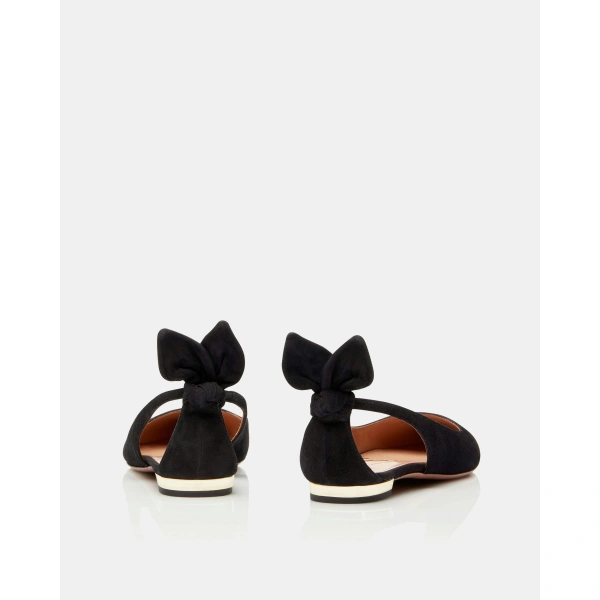 Aquazzura Bow Tie Ballet in Black Suede, view 4 | Ballet Flats