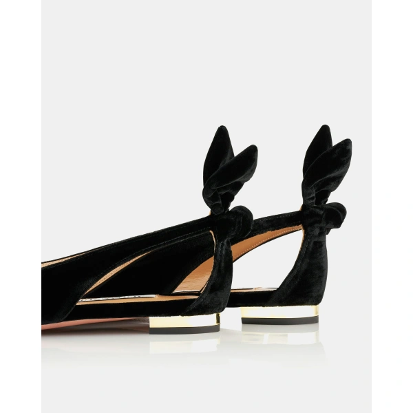 Aquazzura Bow Tie Ballet in Black Velvet, view 4 | Ballet Flats