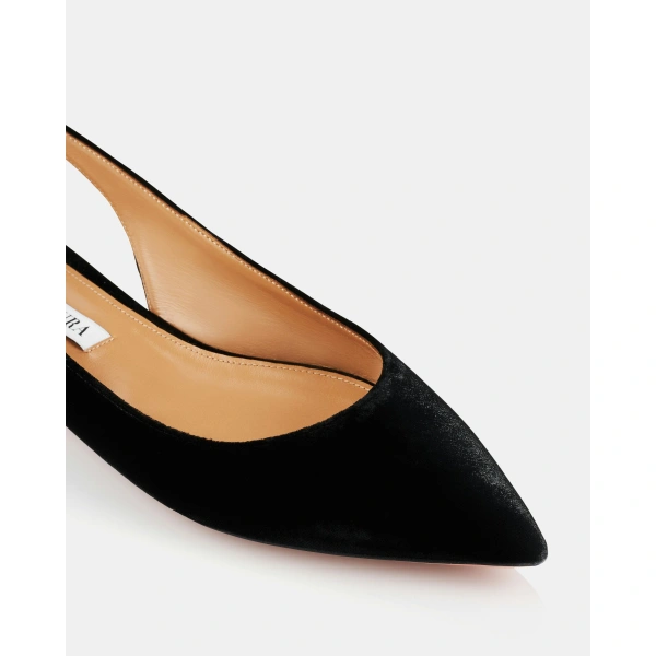 Aquazzura Bow Tie Ballet in Black Velvet, view 6 | Ballet Flats