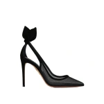 Aquazzura Bow Tie Mesh Pump 105 in Black | Slingbacks