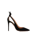 Aquazzura Bow Tie Pump 105 in Black Suede | Pumps