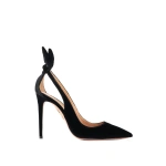 Aquazzura Bow Tie Pump 105 in Black Velvet | Pumps