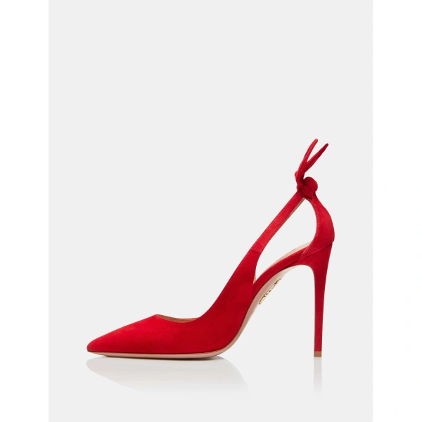 Aquazzura Bow Tie Pump 105 in Lipstick, view 3 | Pumps