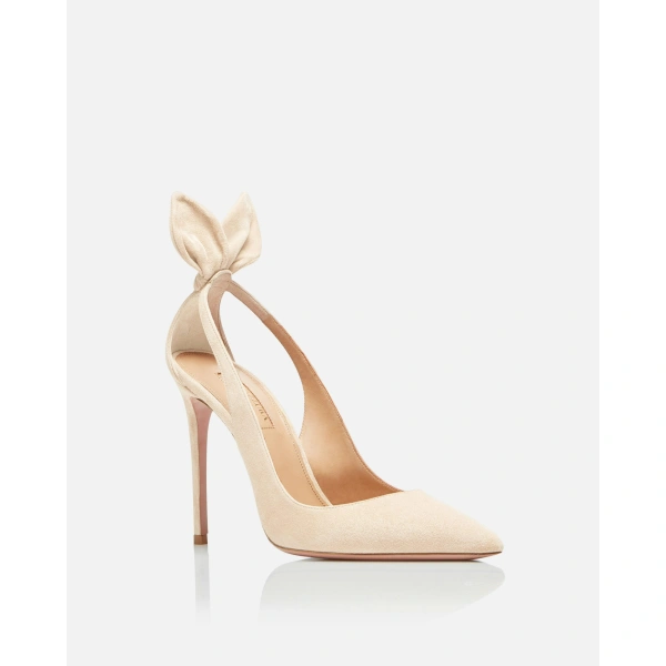 Aquazzura Bow Tie Pump 105 in Nude, view 2 | Pumps
