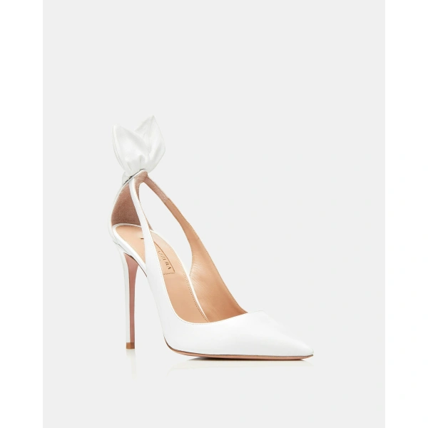 Aquazzura Bow Tie Pump 105 in White, view 2 | Pumps