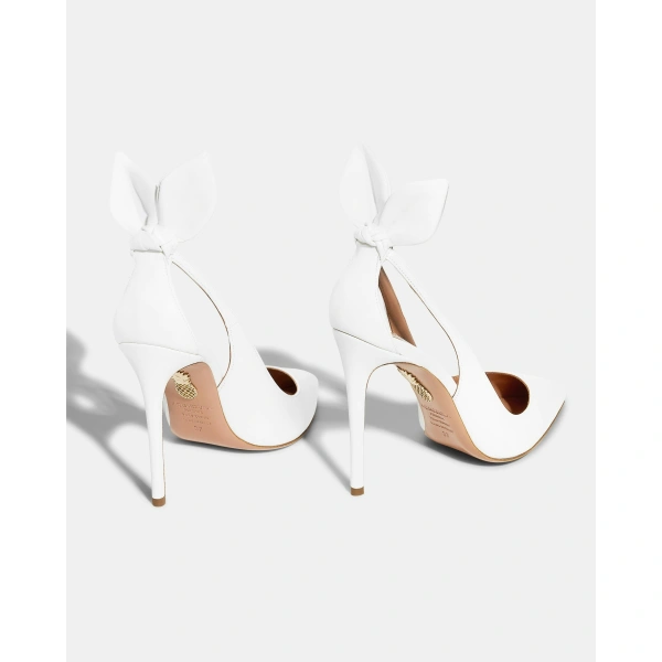 Aquazzura Bow Tie Pump 105 in White, view 3 | Pumps