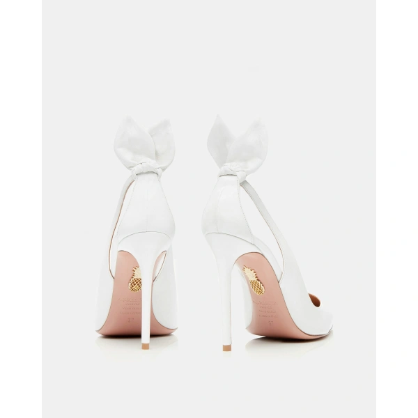 Aquazzura Bow Tie Pump 105 in White, view 4 | Pumps