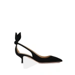 Aquazzura Bow Tie Pump 50 in Black | Kitten Heels