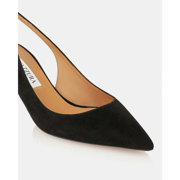 Aquazzura Bow Tie Pump 50 in Black, view 6 | Kitten Heels