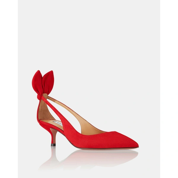Aquazzura Bow Tie Pump 50 in Lipstick, view 2 | Kitten Heels