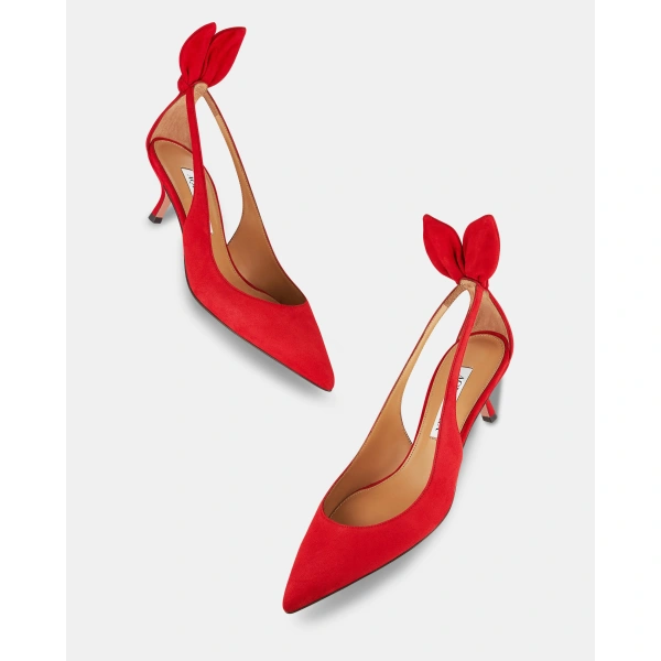 Aquazzura Bow Tie Pump 50 in Lipstick, view 3 | Kitten Heels