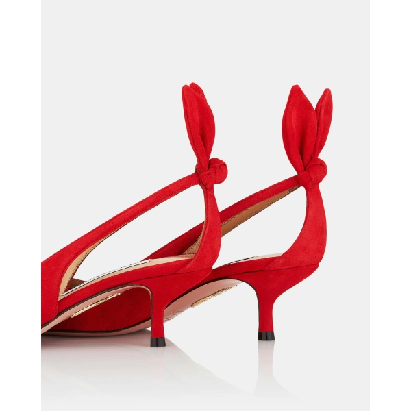 Aquazzura Bow Tie Pump 50 in Lipstick, view 4 | Kitten Heels