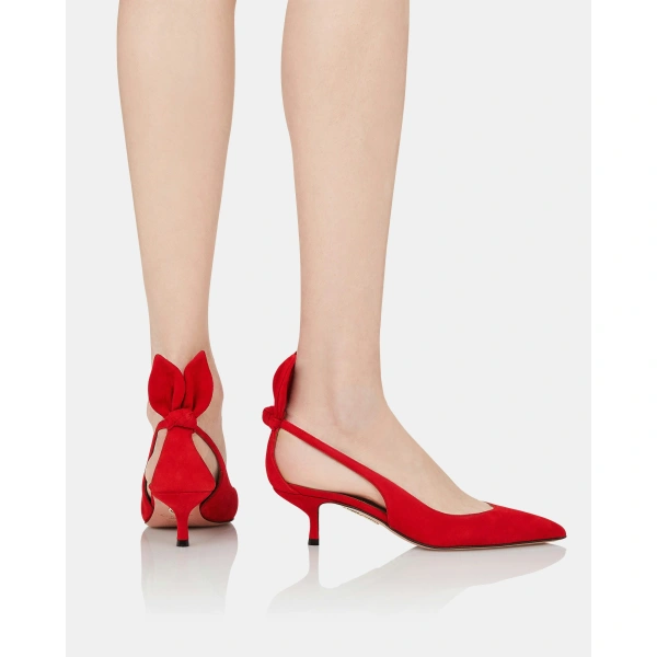 Aquazzura Bow Tie Pump 50 in Lipstick, view 5 | Kitten Heels