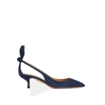 Aquazzura Bow Tie Pump 50 in Mezzanotte Navy | Kitten Heels
