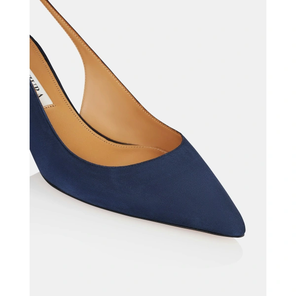 Aquazzura Bow Tie Pump 50 in Mezzanotte Navy, view 6 | Kitten Heels