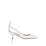 Aquazzura Bow Tie Pump 50 in White | Kitten Heels