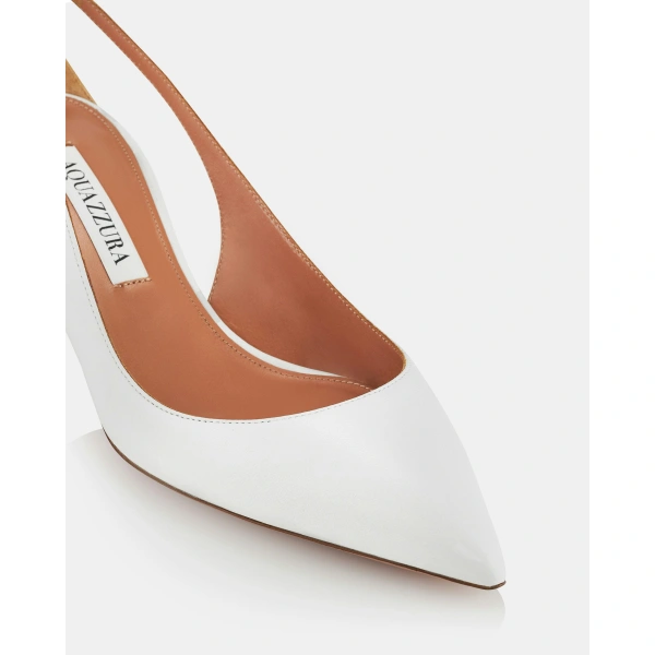 Aquazzura Bow Tie Pump 50 in White, view 6 | Kitten Heels