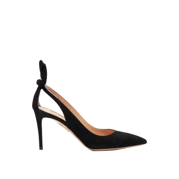 Bow Tie Pump 85 in Black Suede