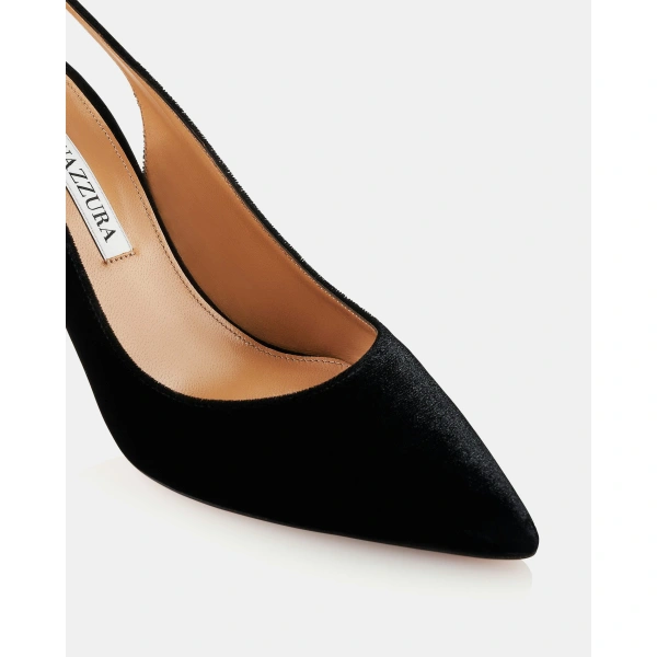 Aquazzura Bow Tie Pump 85 in Black Velvet, view 6 | Pumps