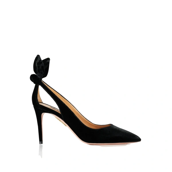 Bow Tie Pump 85 in Black Velvet